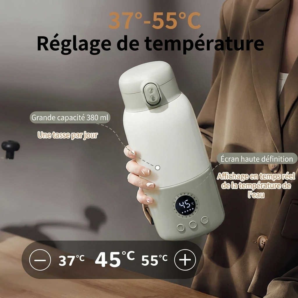 Réglage de température 37°-55°C - chauffe-biberon portable