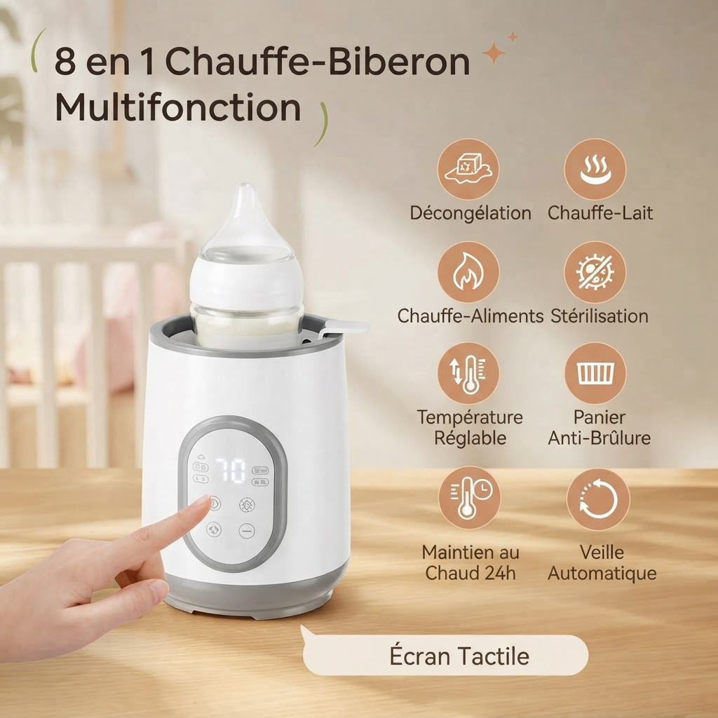 Chauffe-biberon 8 en 1 multifonction - fonctions et écran tactile (FR)
