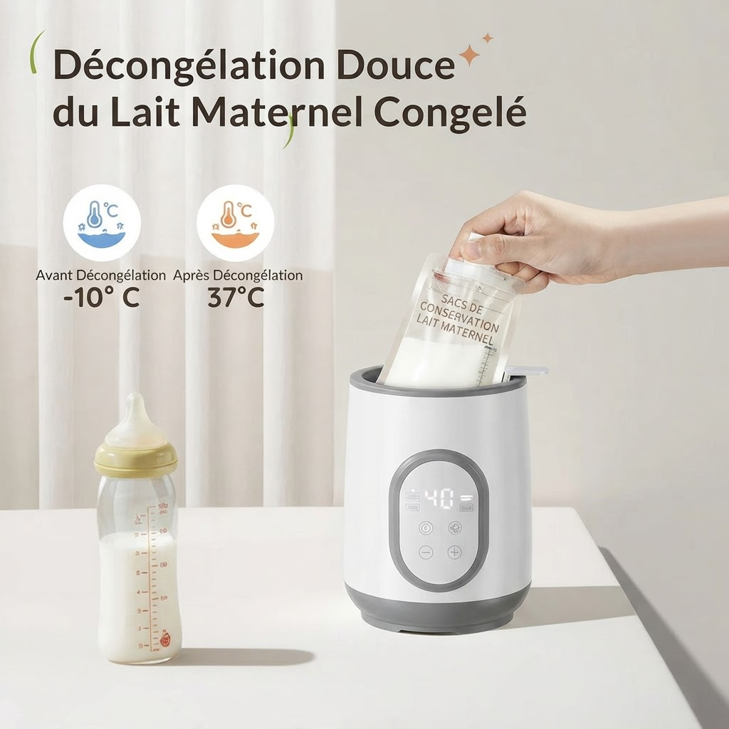 Chauffe-biberon décongélation douce du lait maternel congelé (FR)