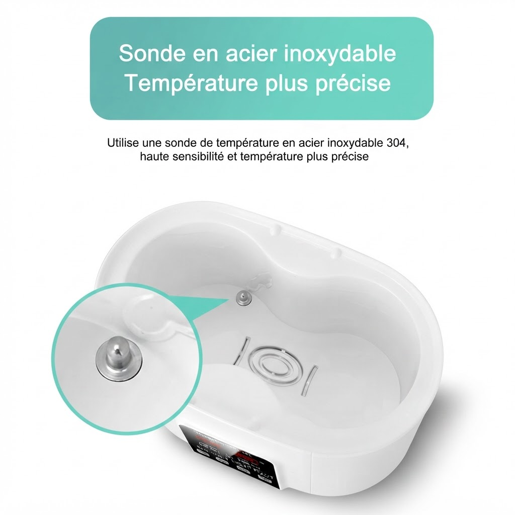 Chauffe-biberon TINSOL sonde en acier inoxydable, température plus précise (FR)