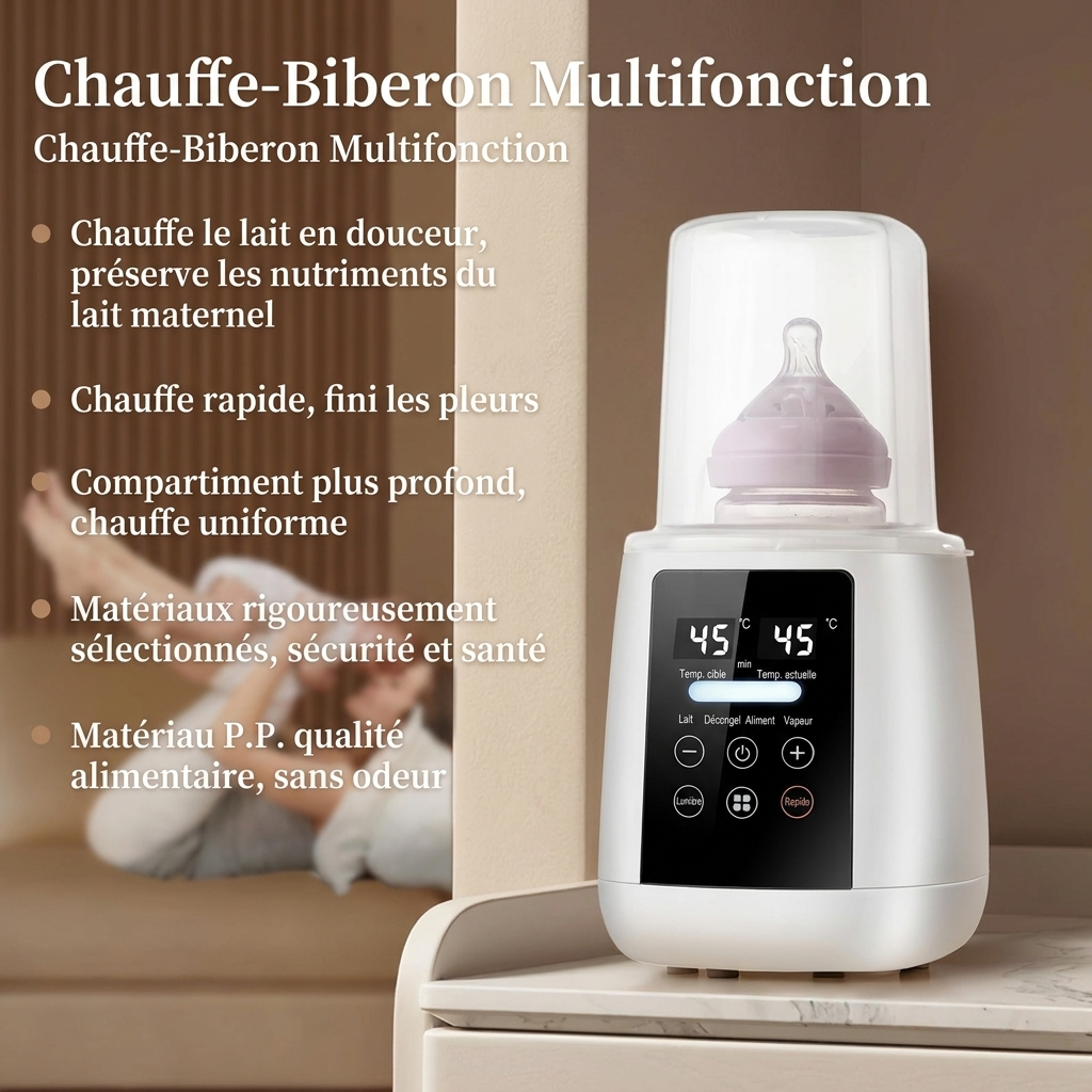 Chauffe-Biberon Multifonction, chauffe le lait en douceur, preserve les nutriments du lait maternel, chauffe rapide