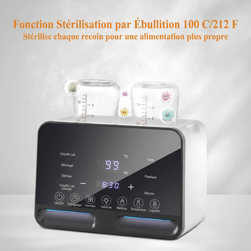 Chauffe-Biberon Stérilisateur - Fonction Stérilisation par Ébullition 100°C/212°F FR