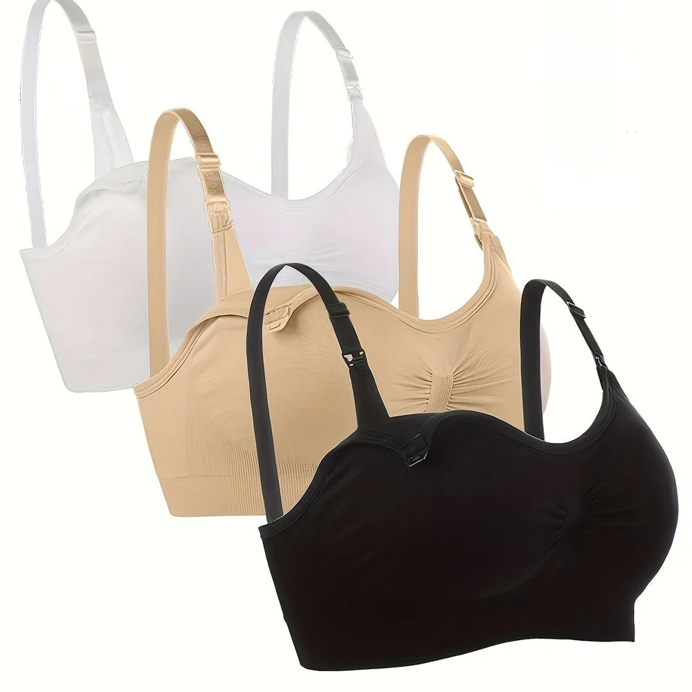 Lot de 3 soutiens-gorge d'allaitement blanc, beige et noir