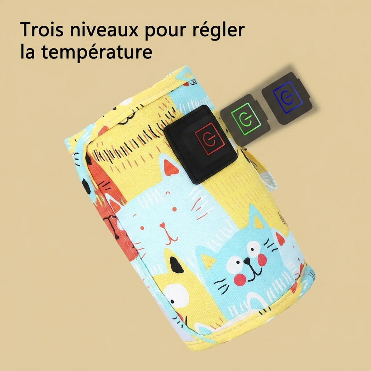 Trois niveaux pour régler la température - manchette chauffante motif chats