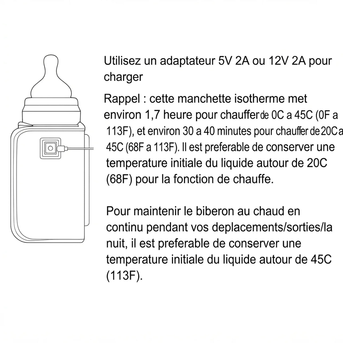 Instructions d'utilisation - manchette chauffe-biberon isotherme